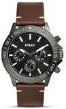 Fossil Bannon Black Dial Brown Leather Strap Watch for Men - BQ2709