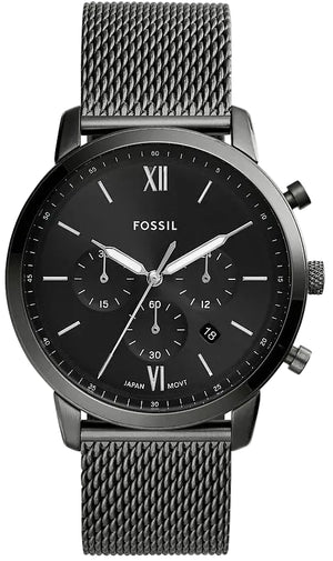 Fossil Neutra Black Dial Gray Steel Strap Watch for Men - FS5699