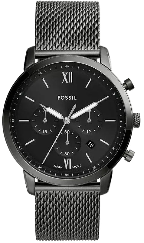 Fossil Neutra Black Dial Gray Steel Strap Watch for Men - FS5699