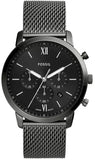 Fossil Neutra Black Dial Gray Steel Strap Watch for Men - FS5699