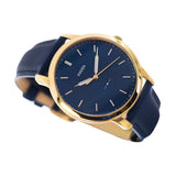 Fossil The Minimalist 3H Analog Blue Dial Blue Leather Strap Watch for Men - FS5789