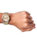Fossil Everett Beige Dial 2 Tone Steel Strap Watch for Men - FS5823