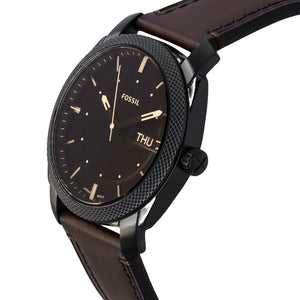 Fossil Machine Brown Dial Brown Leather Strap Watch for Men - FS5901