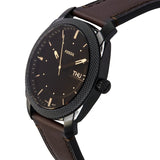 Fossil Machine Brown Dial Brown Leather Strap Watch for Men - FS5901