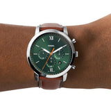 Fossil Neutra Green Dial Brown Leather Strap Watch for Men - FS5902