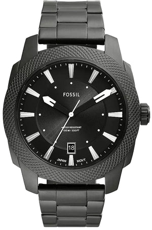 Fossil Machine Black Dial Gray Steel Strap Watch for Men - FS5970