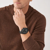 Fossil Machine Black Dial Gray Steel Strap Watch for Men - FS5970