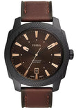Fossil Machine Brown Dial Brown Leather Strap Watch for Men - FS5972