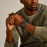 Fossil Machine Brown Dial Brown Leather Strap Watch for Men - FS5972
