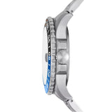 Fossil GMT Blue Dial Silver Steel Strap Watch for Men - FS5991