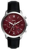 Fossil Neutra Red Dial Black Leather Strap Watch for Men - FS6016