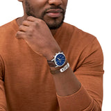 Fossil Neutra Blue Dial Brown Leather Strap Watch for Men - FS6018