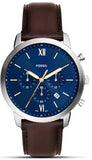 Fossil Neutra Blue Dial Brown Leather Strap Watch for Men - FS6018
