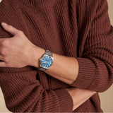 Fossil Everett Blue Dial Silver Steel Strap Watch for Men - FS6054