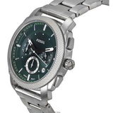 Fossil Machine Green Dial Silver Steel Strap Watch for Men - FS6079