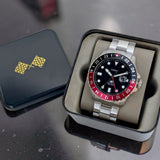 Fossil GMT Black Dial Silver Steel Strap Watch for Men - FS6092