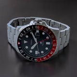 Fossil GMT Black Dial Silver Steel Strap Watch for Men - FS6092