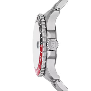 Fossil GMT Black Dial Silver Steel Strap Watch for Men - FS6092
