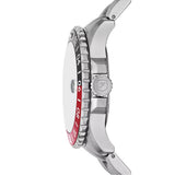 Fossil GMT Black Dial Silver Steel Strap Watch for Men - FS6092