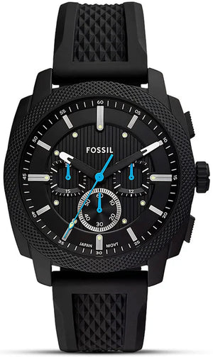 Fossil Machine Black Dial Black Silicone Strap Watch for Men - FS6099