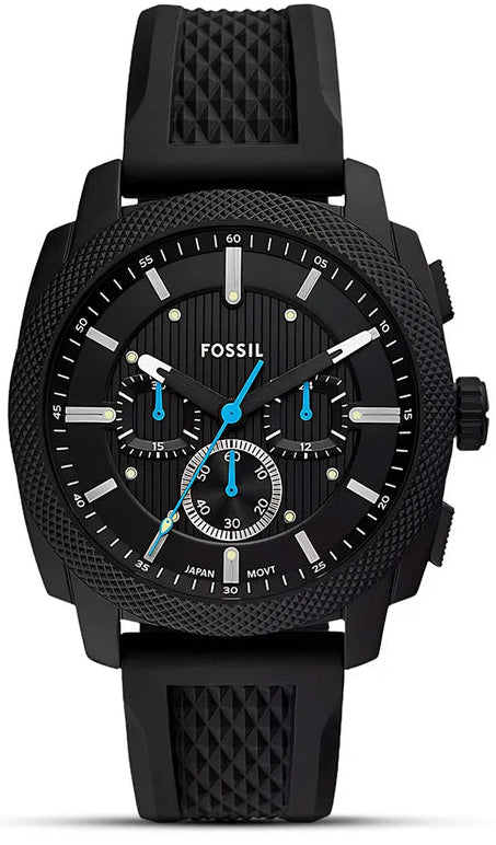 Fossil Machine Black Dial Black Silicone Strap Watch for Men - FS6099