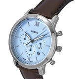 Fossil Neutra Sky Blue Dial Brown Leather Strap Watch for Men - FS6109