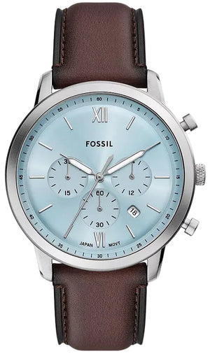 Fossil Neutra Sky Blue Dial Brown Leather Strap Watch for Men - FS6109