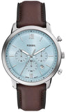 Fossil Neutra Sky Blue Dial Brown Leather Strap Watch for Men - FS6109