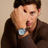 Fossil Neutra Sky Blue Dial Brown Leather Strap Watch for Men - FS6109