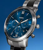 Fossil Neutra Blue Dial Silver Steel Strap Watch for Men - FS6111