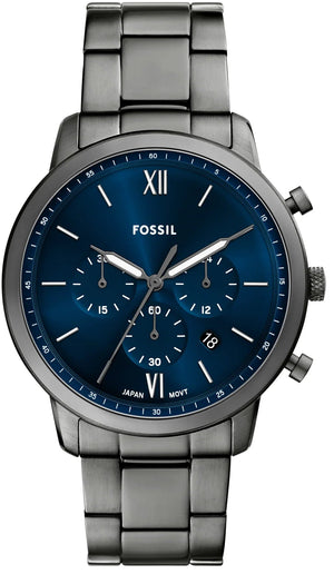 Fossil Neutra Blue Dial Silver Steel Strap Watch for Men - FS6111