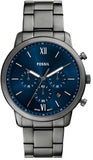Fossil Neutra Blue Dial Silver Steel Strap Watch for Men - FS6111