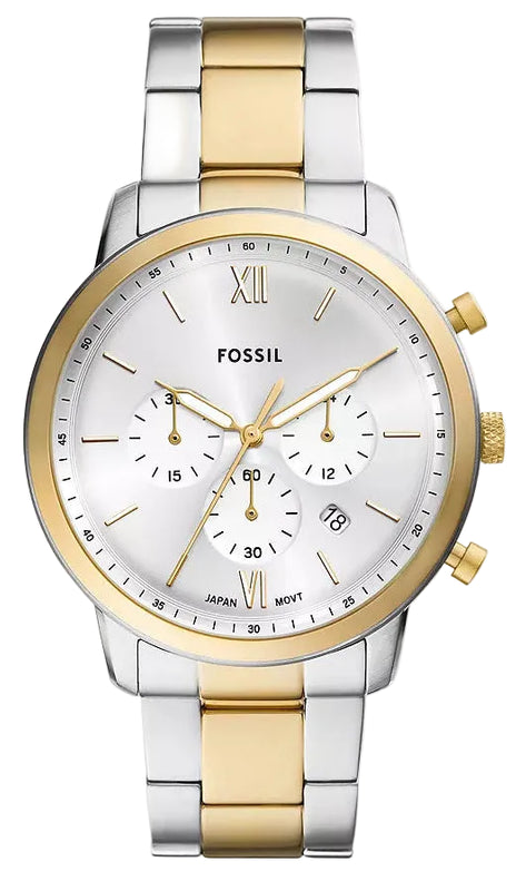 Fossil Neutra Silver Dial 2 Tone Steel Strap Watch for Men - FS6112