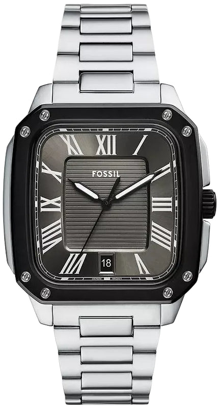 Fossil Crosby Gray Dial Silver Steel Strap Watch for Men - FS6122