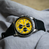 Fossil Tourer Yellow Dial Black Silicon Strap Watch for Men - FS6044