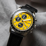 Fossil Tourer Yellow Dial Black Silicon Strap Watch for Men - FS6044