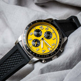 Fossil Tourer Yellow Dial Black Silicon Strap Watch for Men - FS6044