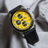 Fossil Tourer Yellow Dial Black Silicon Strap Watch for Men - FS6044