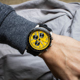 Fossil Tourer Yellow Dial Black Silicon Strap Watch for Men - FS6044