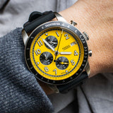 Fossil Tourer Yellow Dial Black Silicon Strap Watch for Men - FS6044