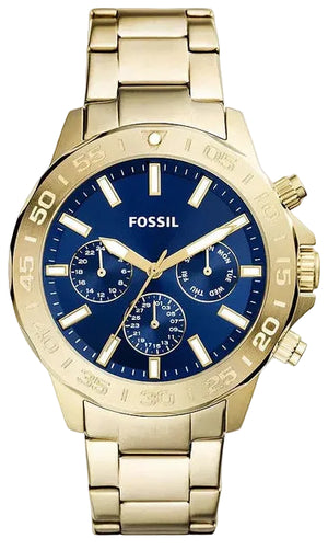Fossil Bannon Blue Dial Gold Steel Strap Watch for Men - BQ2706