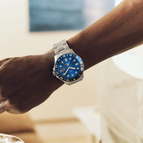 Fossil GMT Blue Dial Silver Steel Strap Watch for Men - FS5991