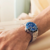 Fossil GMT Blue Dial Silver Steel Strap Watch for Men - FS5991