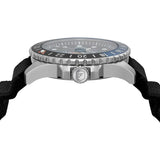Fossil GMT Blue Dial Black Silicon Strap Watch for Men - FS6049