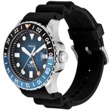 Fossil GMT Blue Dial Black Silicon Strap Watch for Men - FS6049