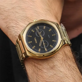 Fossil Evanston Black Dial Gold Steel Strap Watch for Men - BQ2611