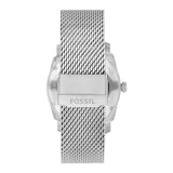 Fossil Machine Red Dial Silver Steel Strap Watch for Men - FS6014