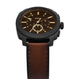 Fossil Machine Brown Dial Brown Leather Strap Watch for Men - FS6101