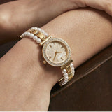 Guess Gala Diamonds Gold Dial Two Tone Steel Strap Watch for Women - GW0531L2