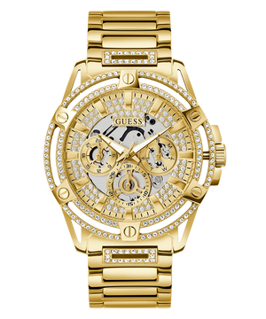 Guess Queen Quartz Gold Dial Gold Steel Strap Watch For Men - GW0497G2